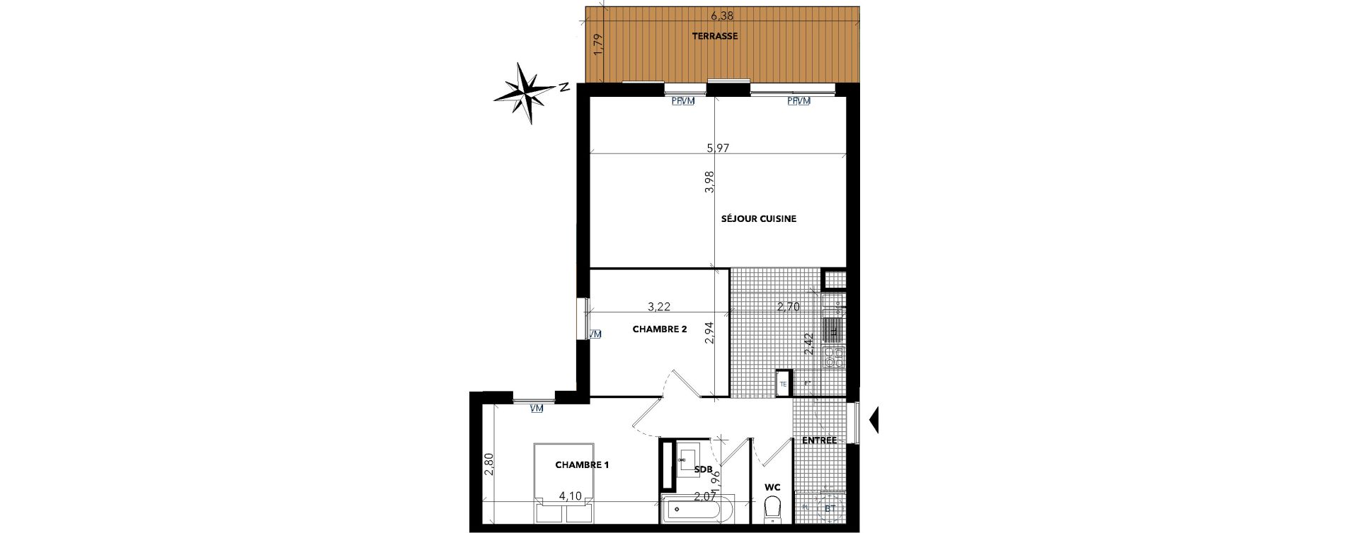 Appartement T3 de 64,38 m2 &agrave; Sanary-Sur-Mer Centre