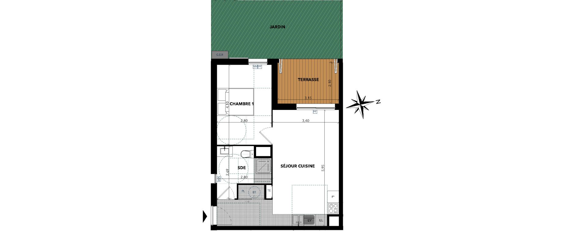 Appartement T2 de 41,84 m2 &agrave; Sanary-Sur-Mer Centre