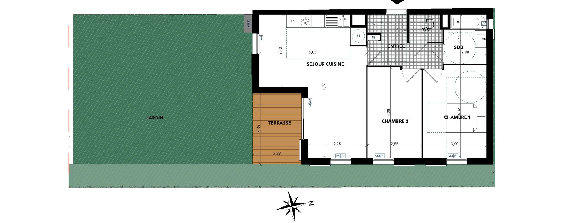Appartement T3 de 62,44 m2 &agrave; Sanary-Sur-Mer Centre