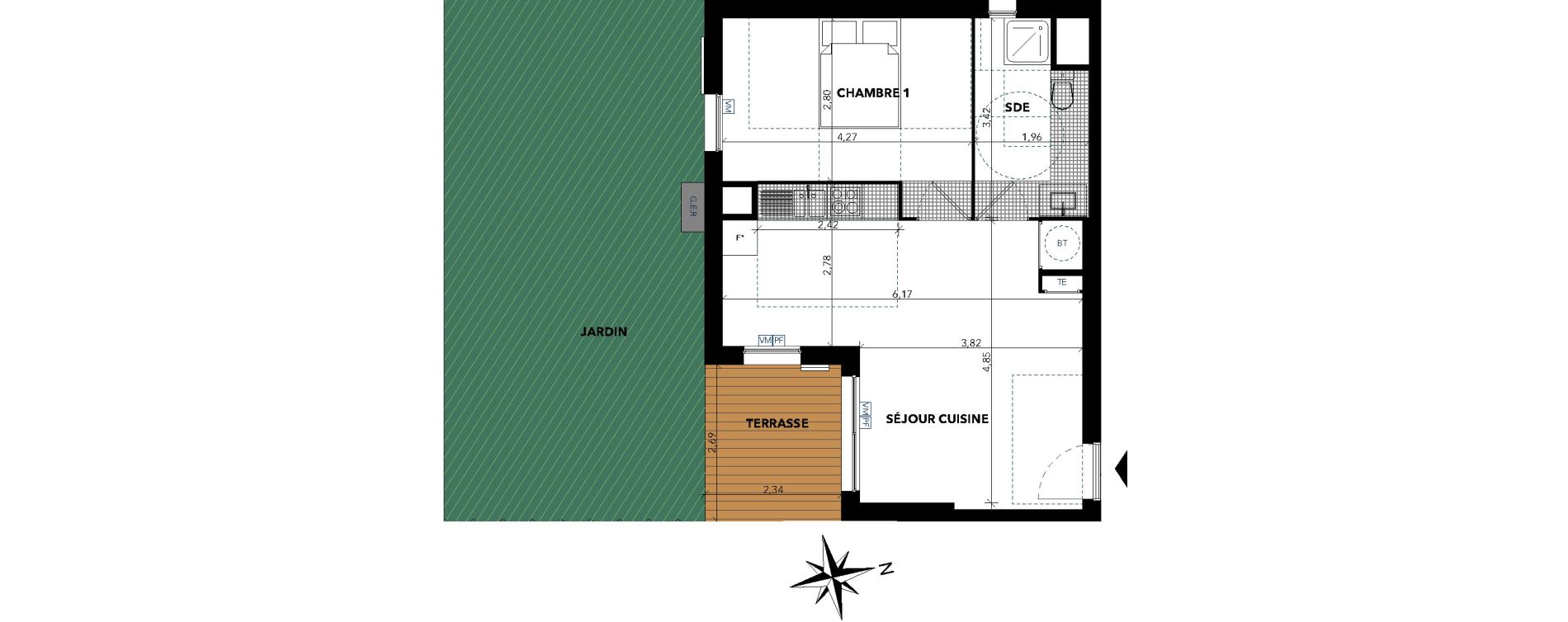 Appartement T2 de 43,87 m2 &agrave; Sanary-Sur-Mer Centre