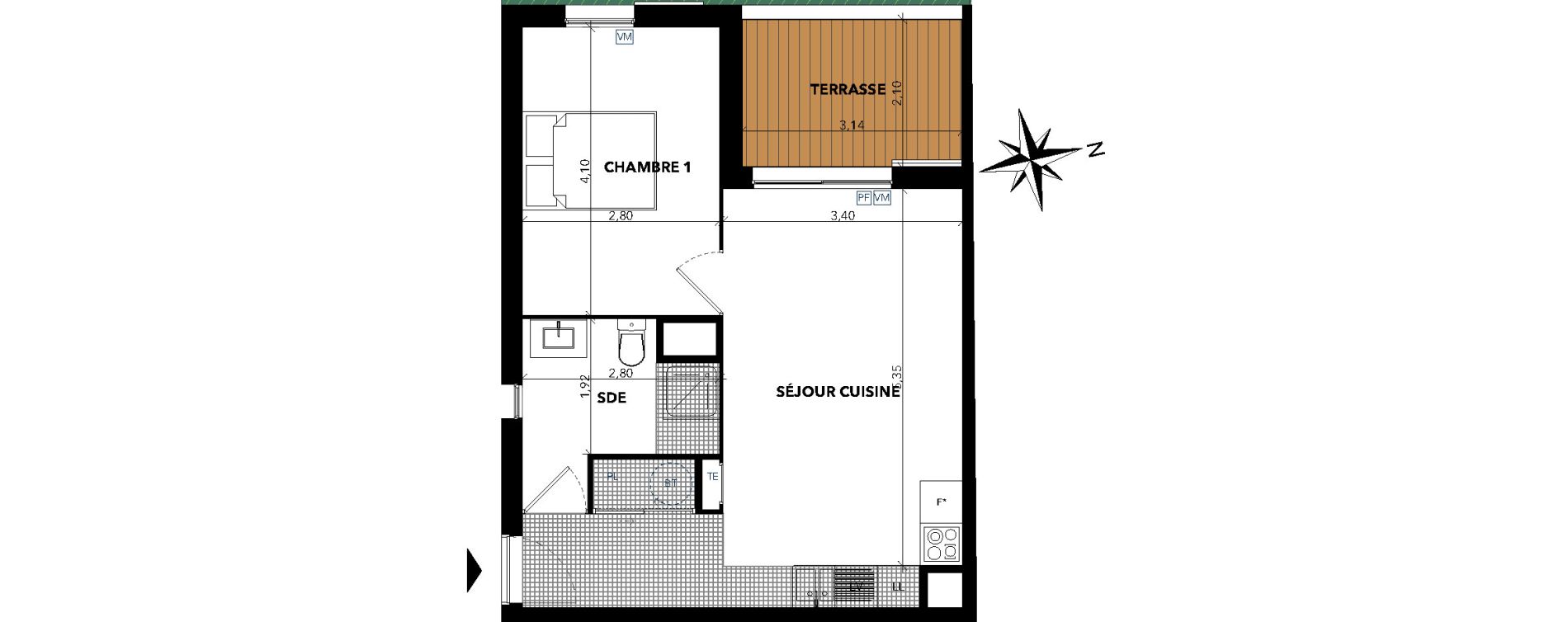 Appartement T2 de 41,78 m2 &agrave; Sanary-Sur-Mer Centre