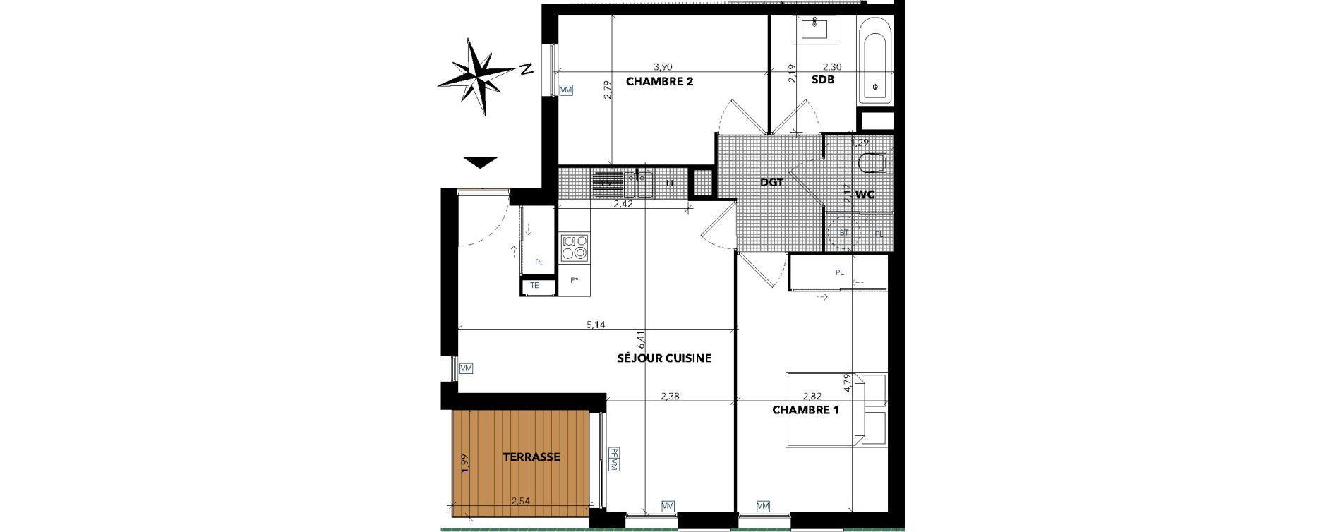 Appartement T3 de 59,61 m2 &agrave; Sanary-Sur-Mer Centre