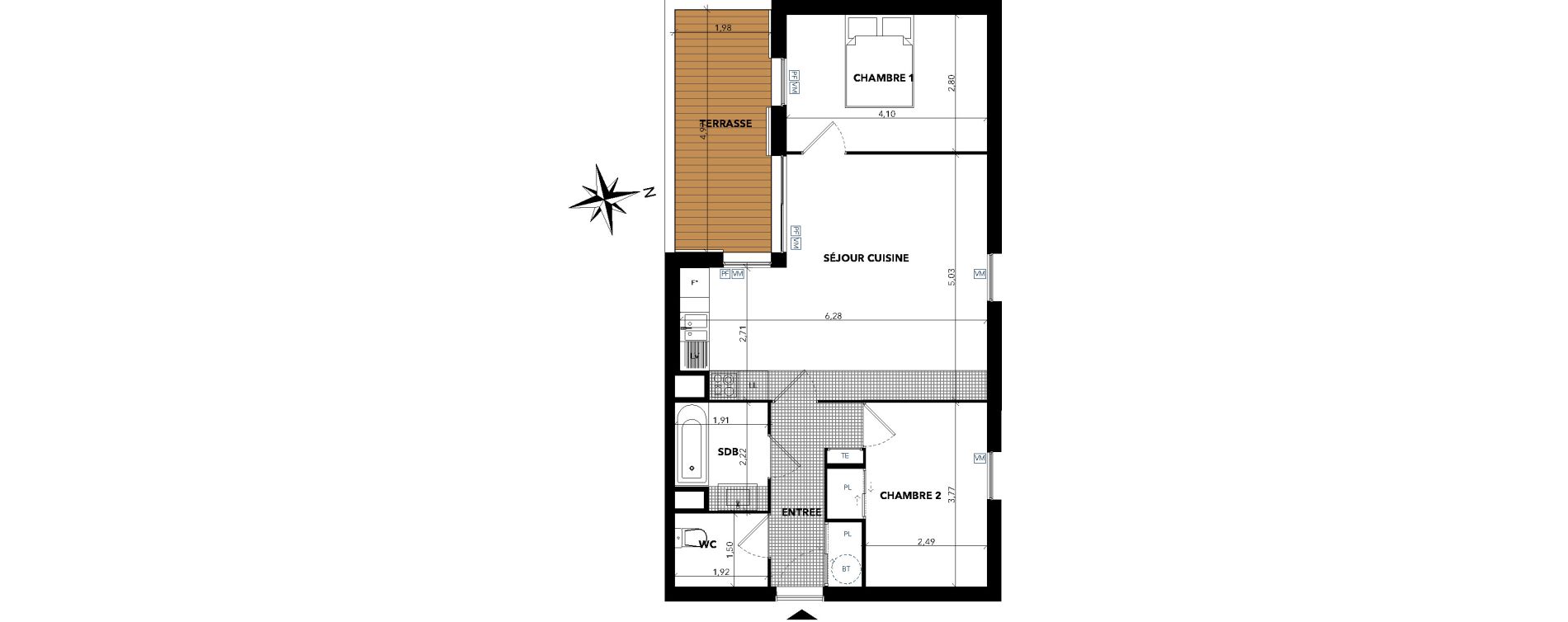 Appartement T3 de 60,51 m2 &agrave; Sanary-Sur-Mer Centre
