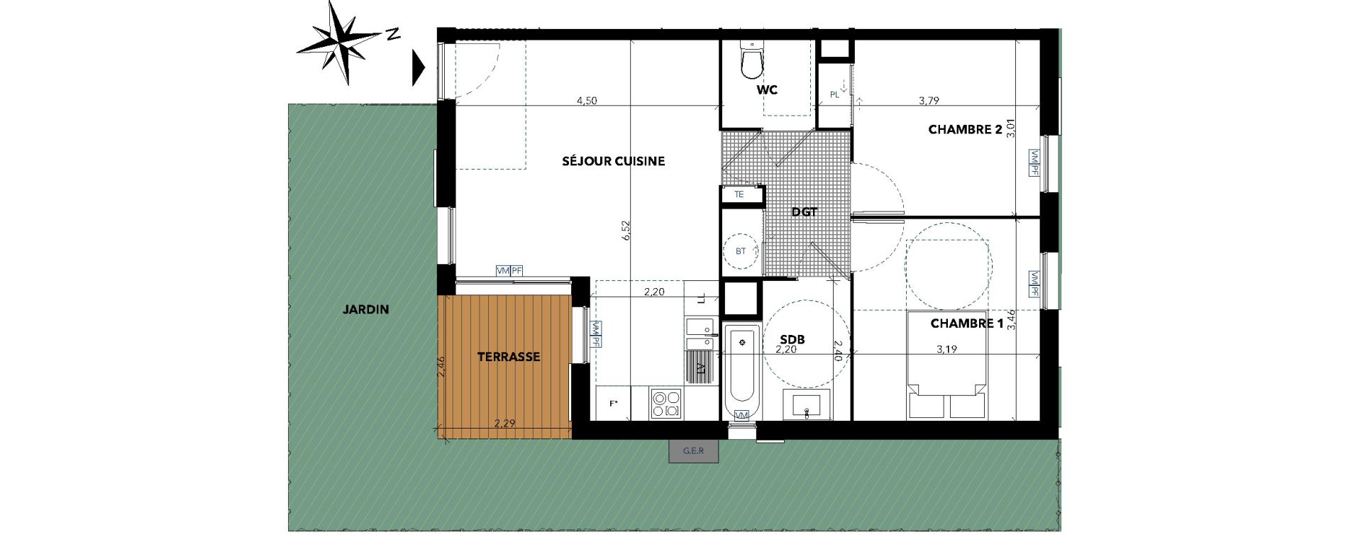Appartement T3 de 57,32 m2 &agrave; Sanary-Sur-Mer Centre