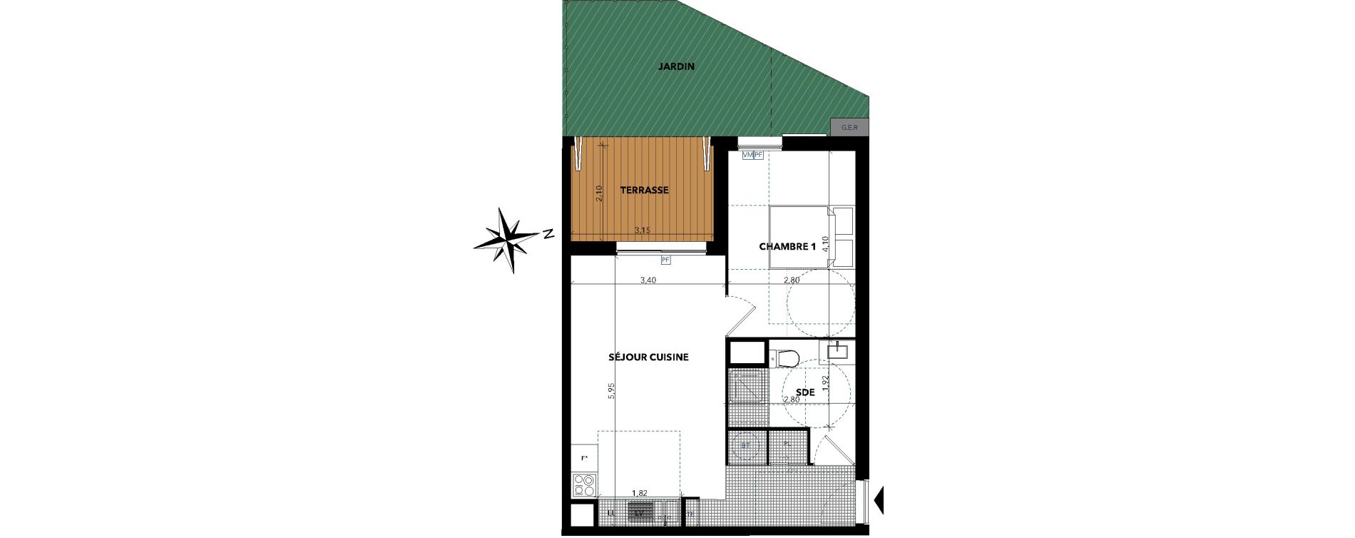 Appartement T2 de 41,84 m2 &agrave; Sanary-Sur-Mer Centre