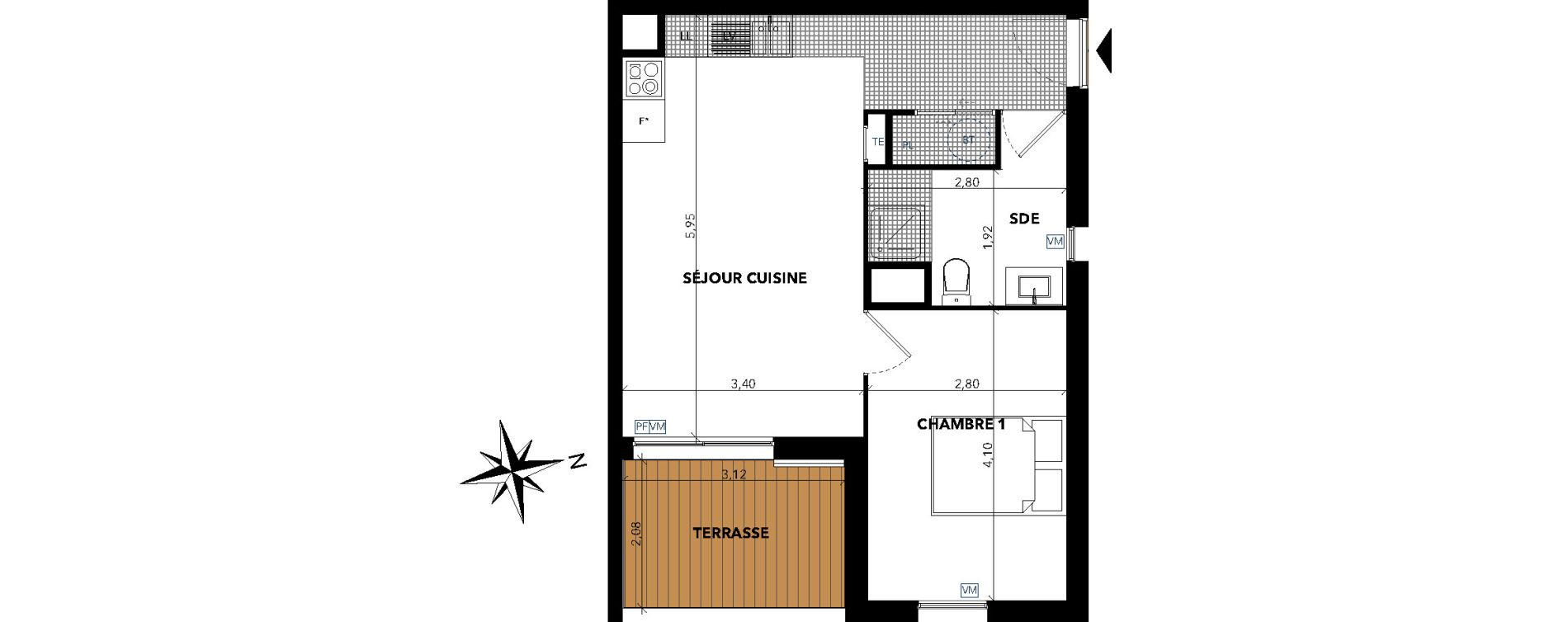 Appartement T2 de 41,79 m2 &agrave; Sanary-Sur-Mer Centre