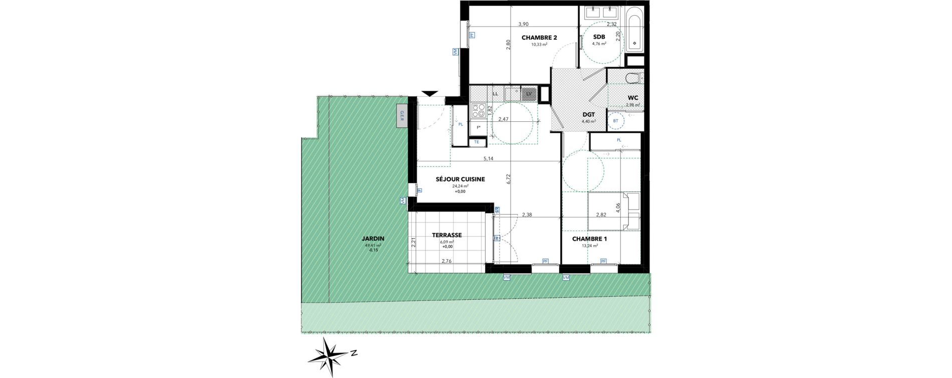 Appartement T3 de 59,93 m2 &agrave; Sanary-Sur-Mer Centre