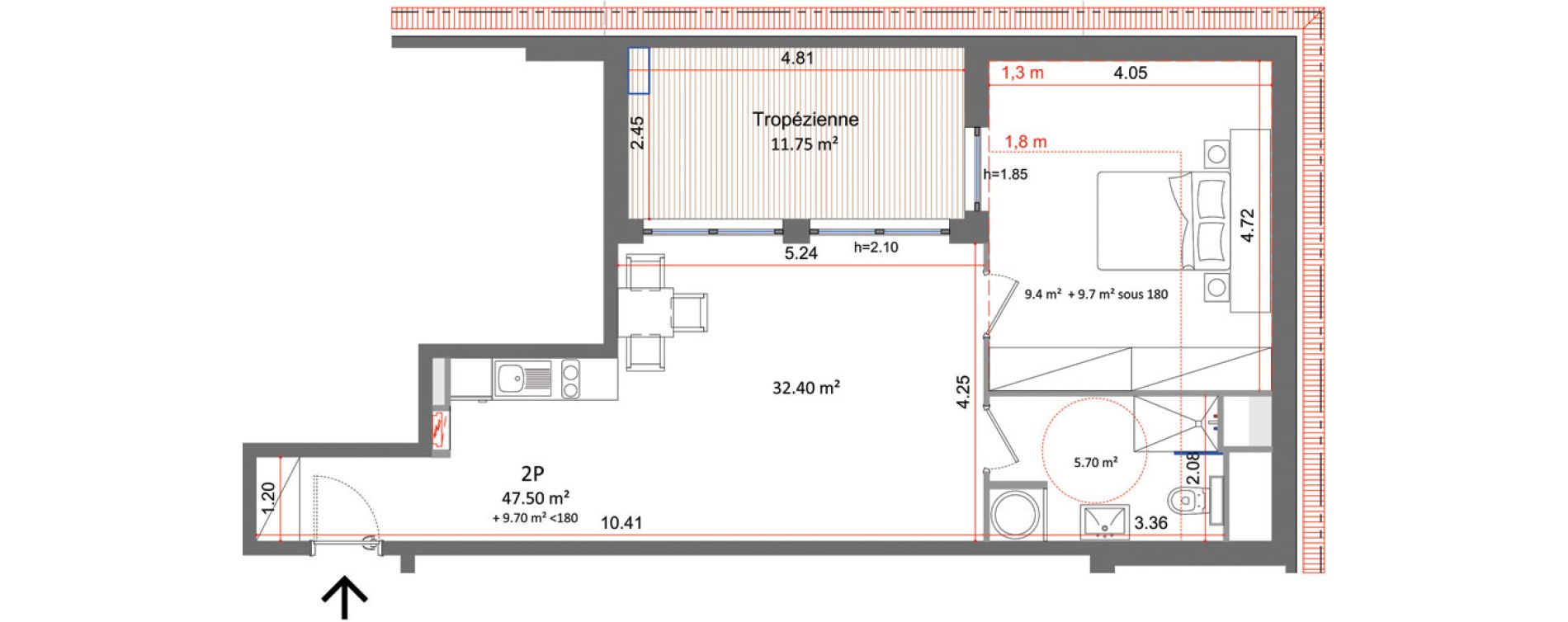 Appartement T2 de 47,50 m2 &agrave; Sanary-Sur-Mer Centre