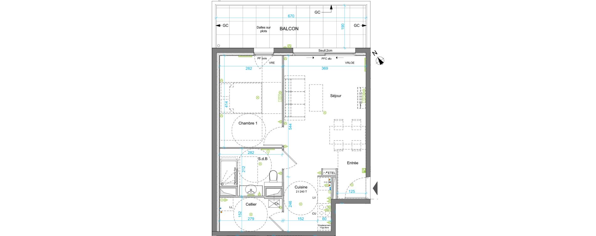 Appartement T2 de 47,46 m2 &agrave; Sanary-Sur-Mer Centre