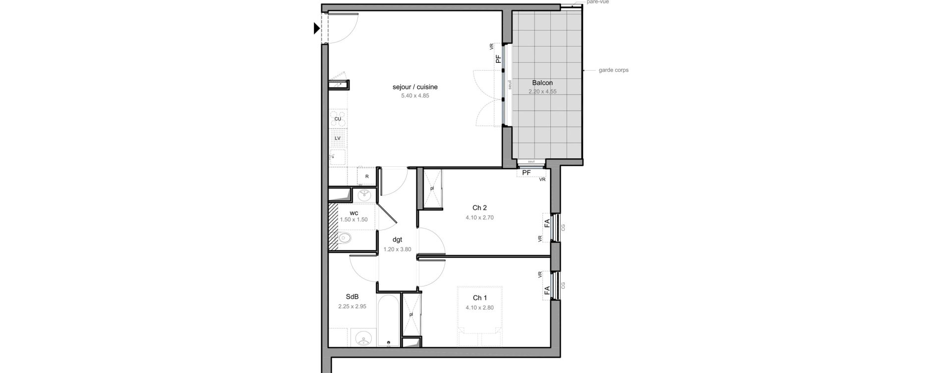 Appartement T3 de 63,00 m2 &agrave; Six-Fours-Les-Plages Bouillibaye