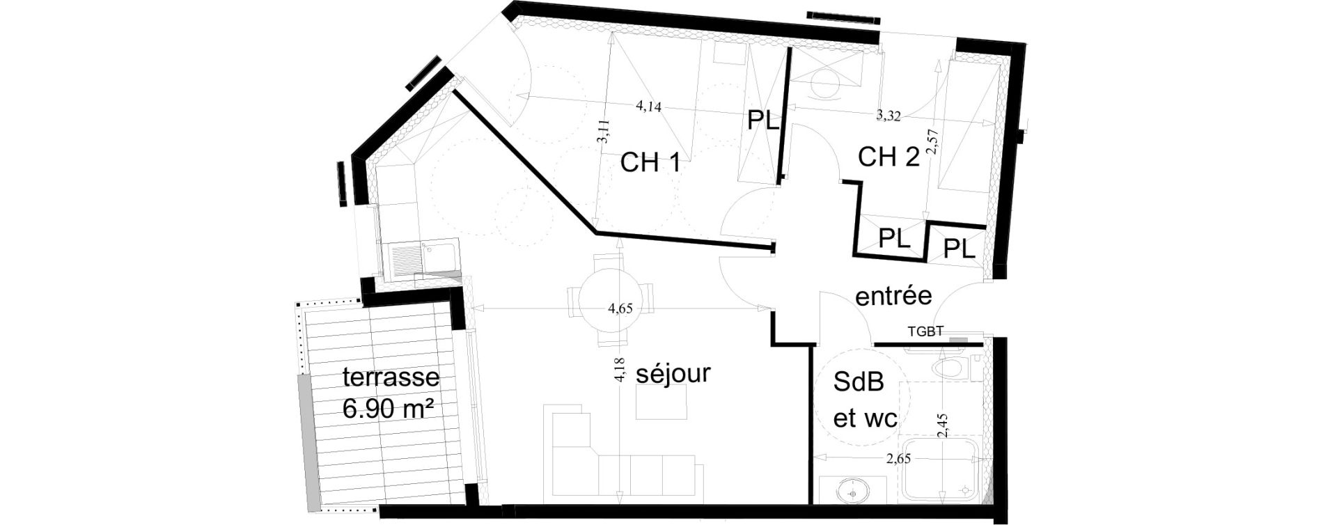 Appartement T3 de 57,09 m2 &agrave; Toulon Bas faron