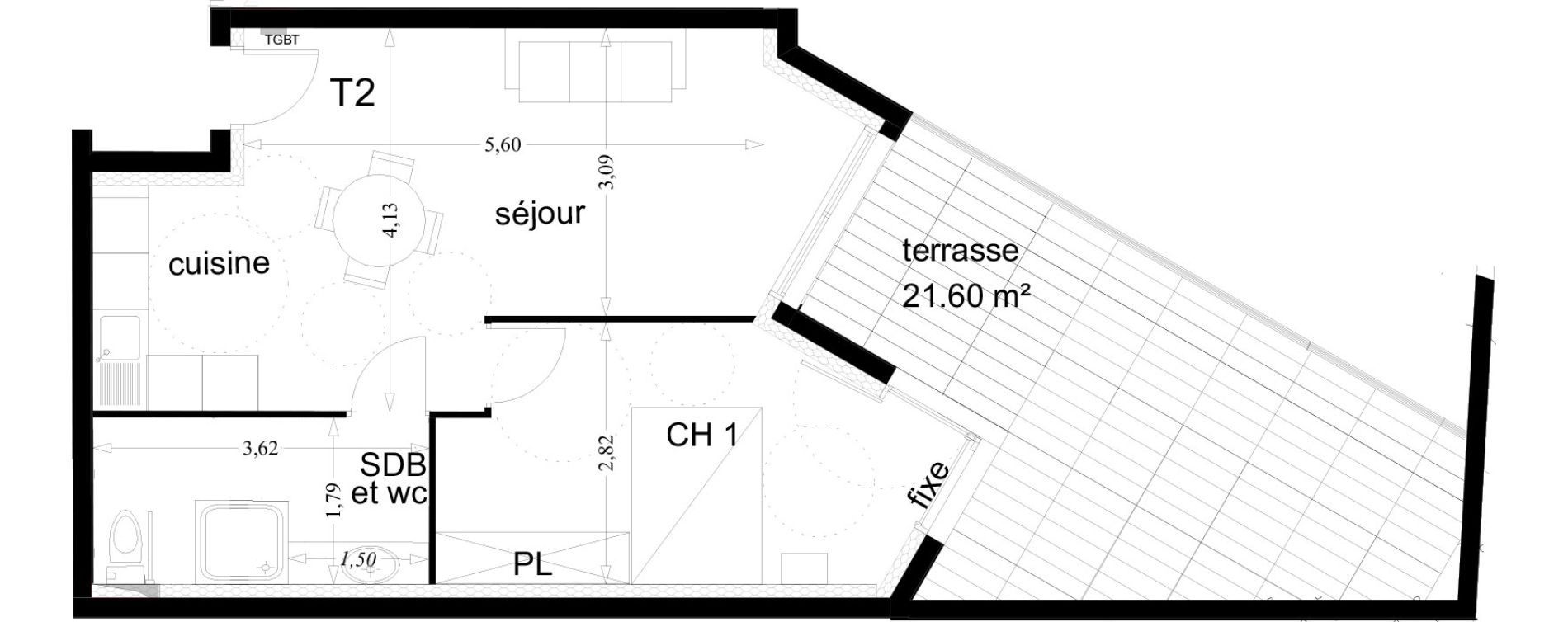 Appartement T2 de 44,85 m2 &agrave; Toulon Bas faron