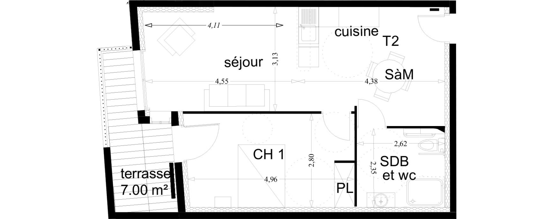 Appartement T2 de 49,15 m2 &agrave; Toulon Bas faron
