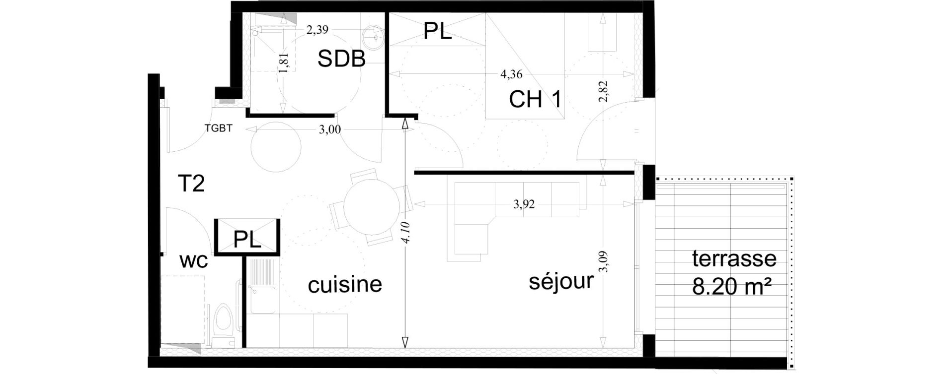 Appartement T2 de 46,69 m2 &agrave; Toulon Bas faron