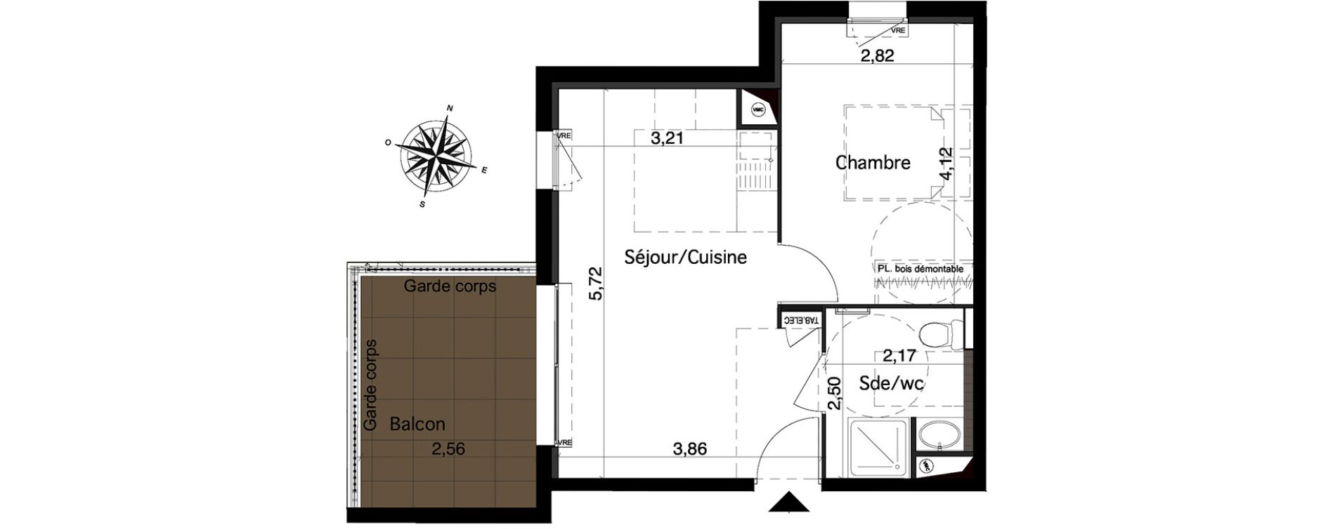 Appartement T2 de 36,06 m2 &agrave; Toulon Notre dame des routes