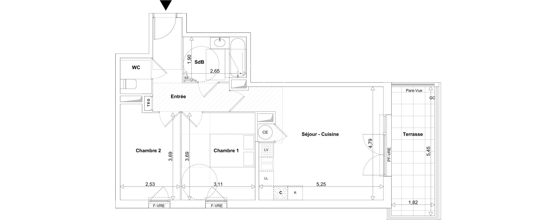 Appartement T3 de 61,30 m2 &agrave; Toulon Sainte musse