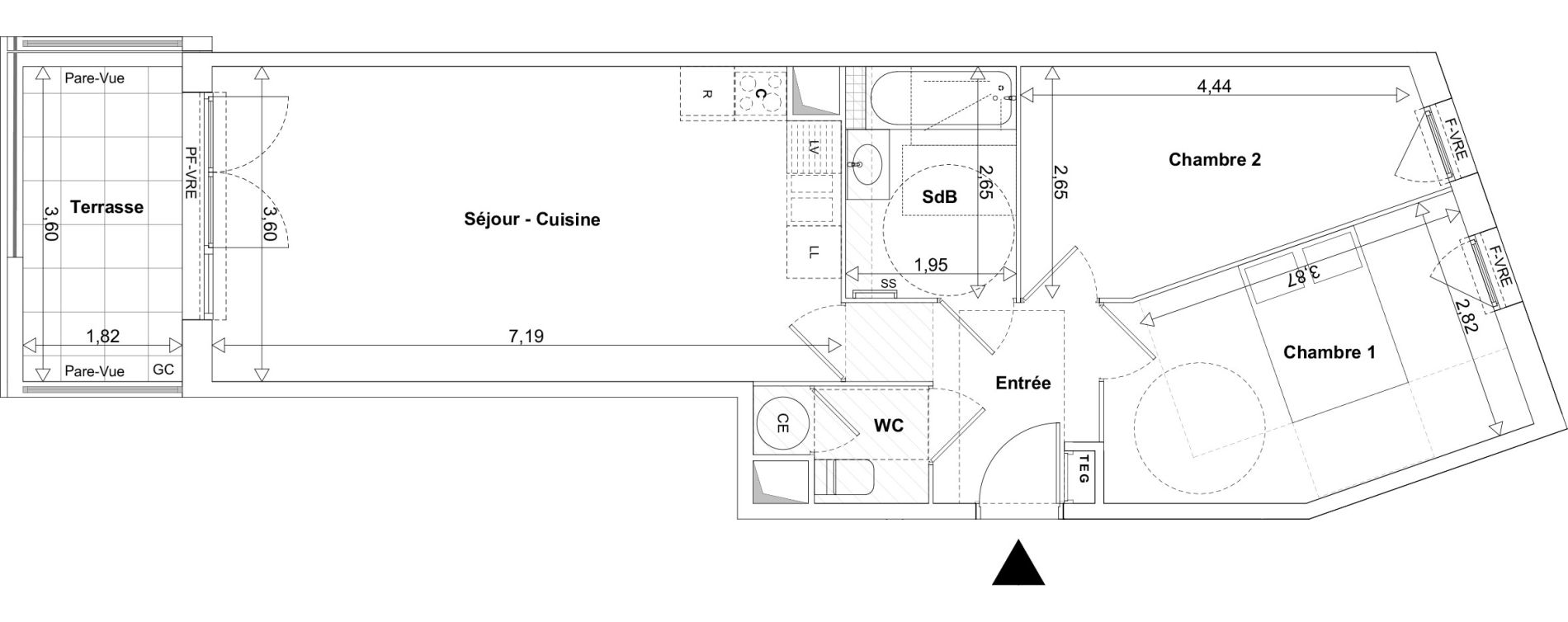 Appartement T3 de 60,69 m2 &agrave; Toulon Sainte musse