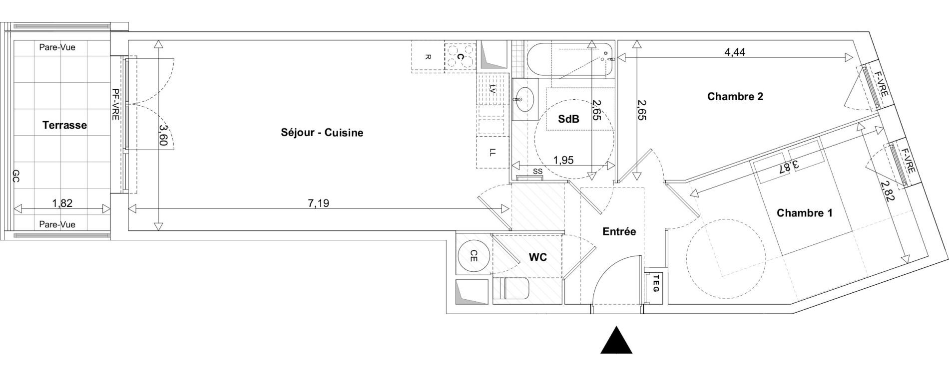 Appartement T3 de 60,69 m2 &agrave; Toulon Sainte musse