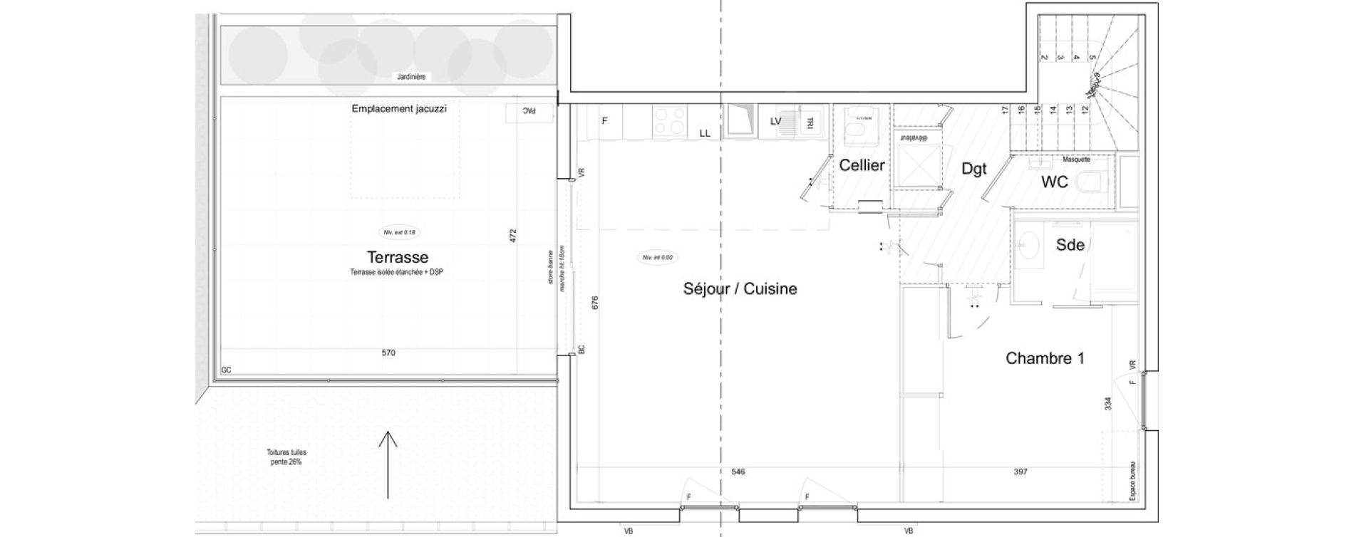 Duplex T4 de 94,76 m2 &agrave; Toulon Cap brun