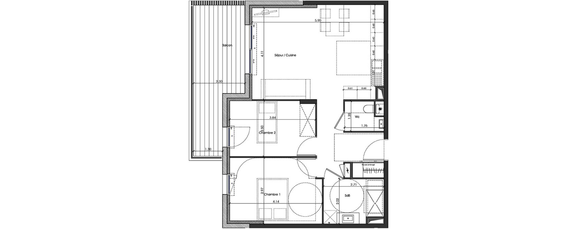 Appartement T3 de 60,63 m2 &agrave; Toulon Cap brun
