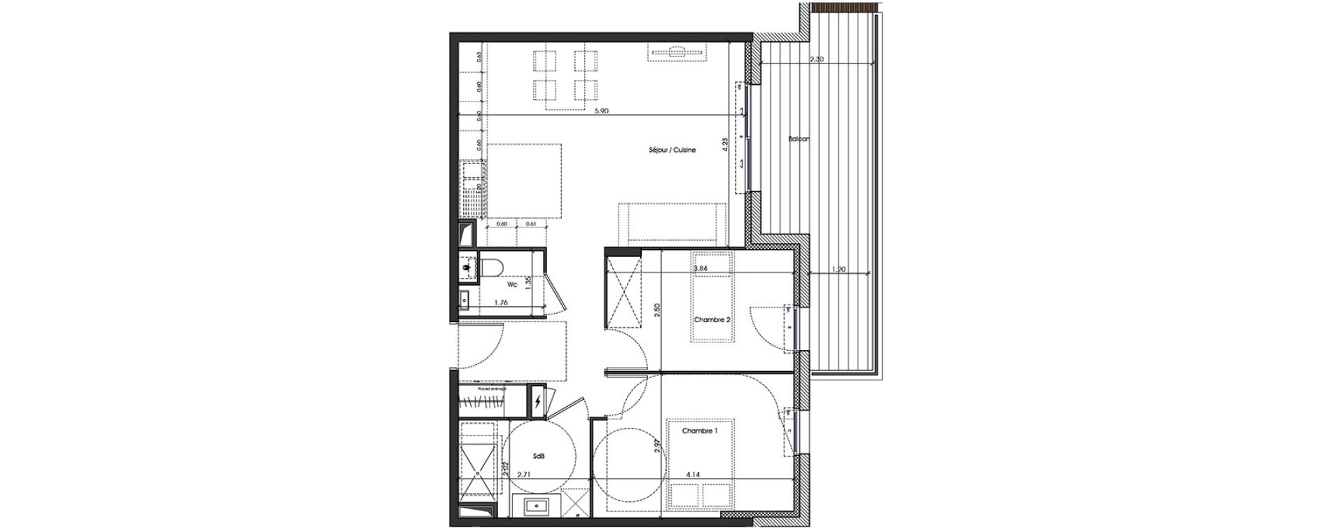 Appartement T3 de 60,93 m2 &agrave; Toulon Cap brun