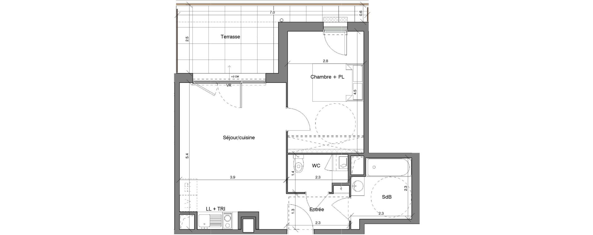 Appartement T2 de 44,26 m2 &agrave; Toulon Saint jean du var