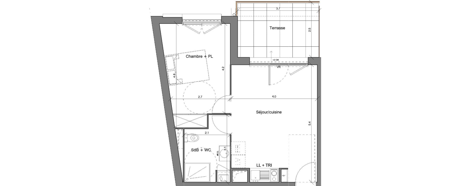 Appartement T2 de 40,08 m2 &agrave; Toulon Saint jean du var