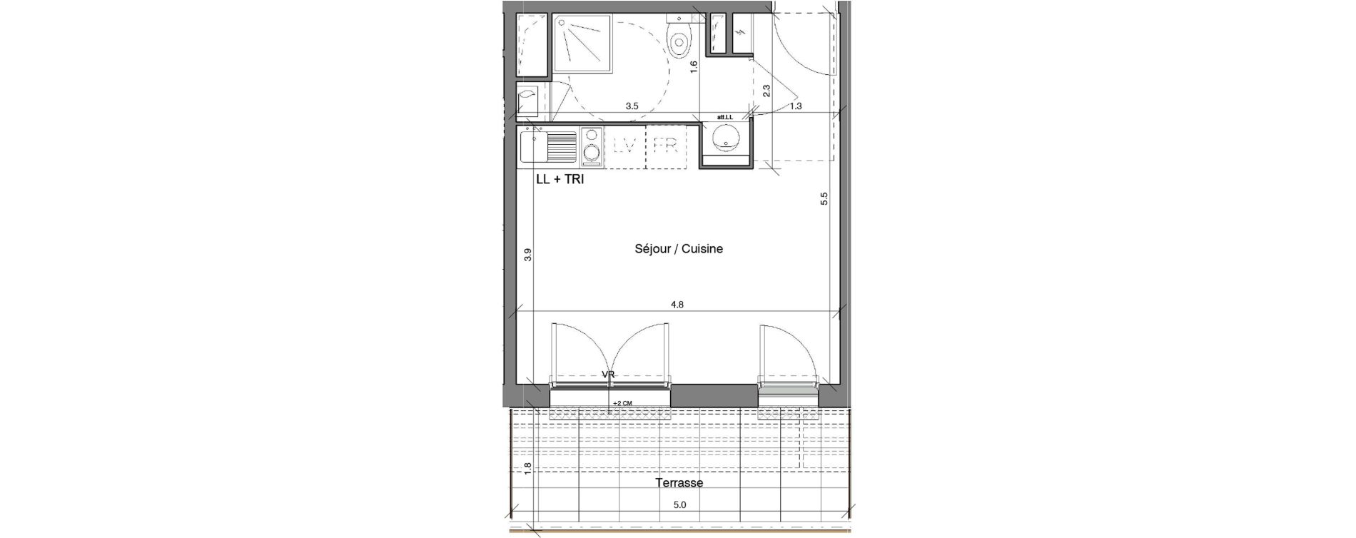 Appartement T1 de 25,54 m2 &agrave; Toulon Saint jean du var