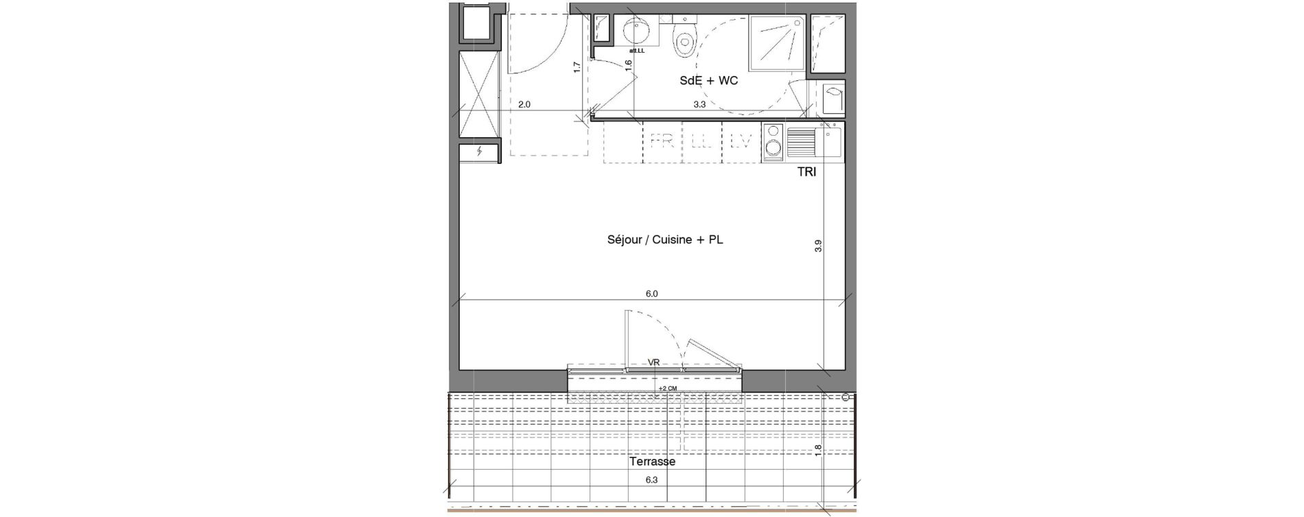 Appartement T1 de 31,62 m2 &agrave; Toulon Saint jean du var