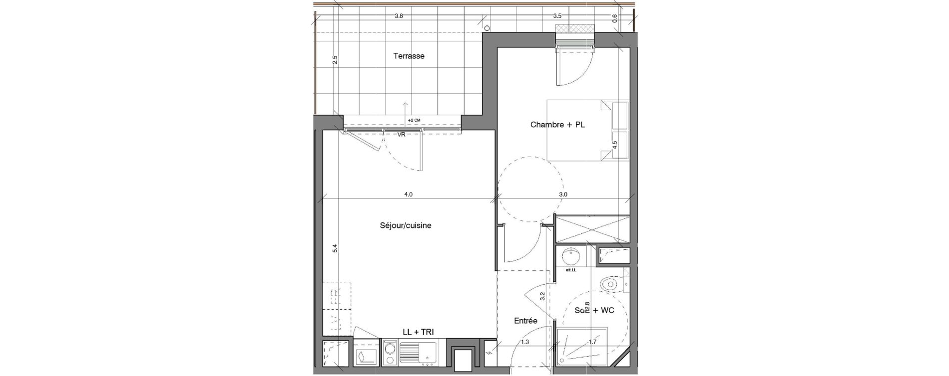 Appartement T2 de 41,78 m2 &agrave; Toulon Saint jean du var