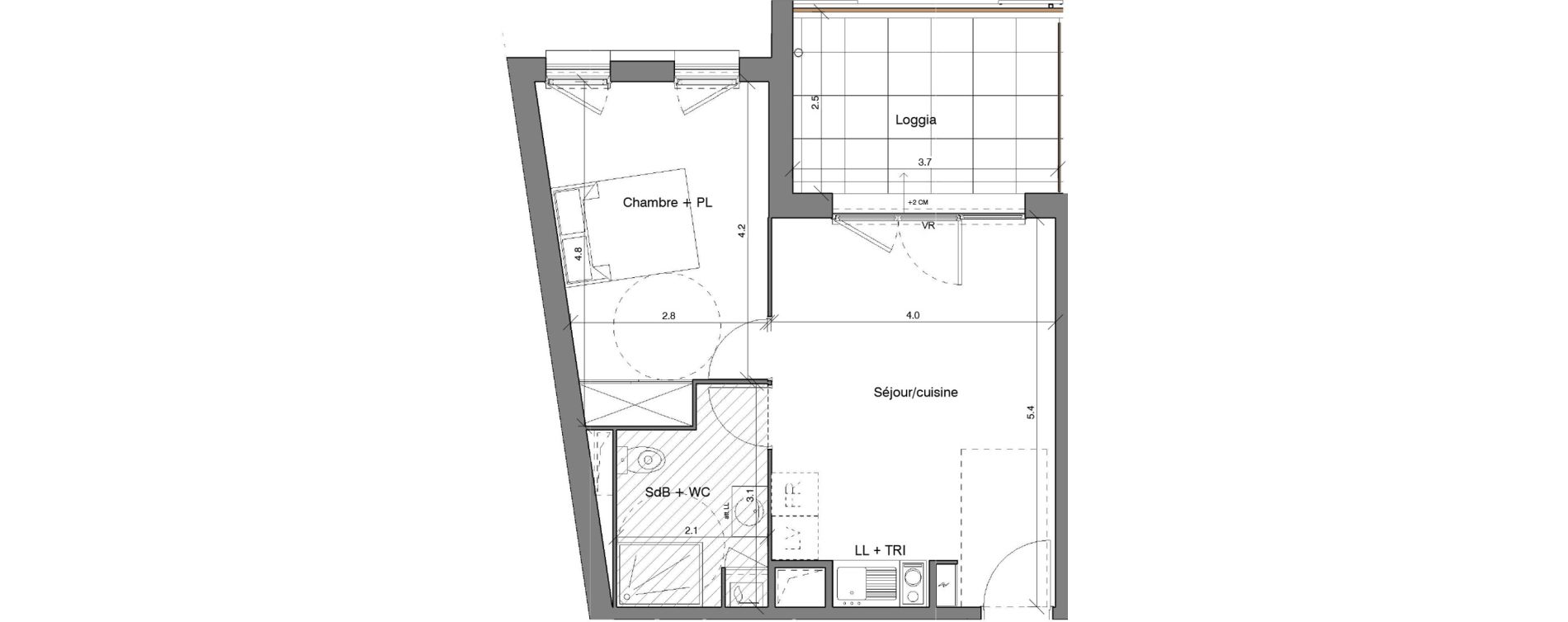 Appartement T2 de 40,08 m2 &agrave; Toulon Saint jean du var