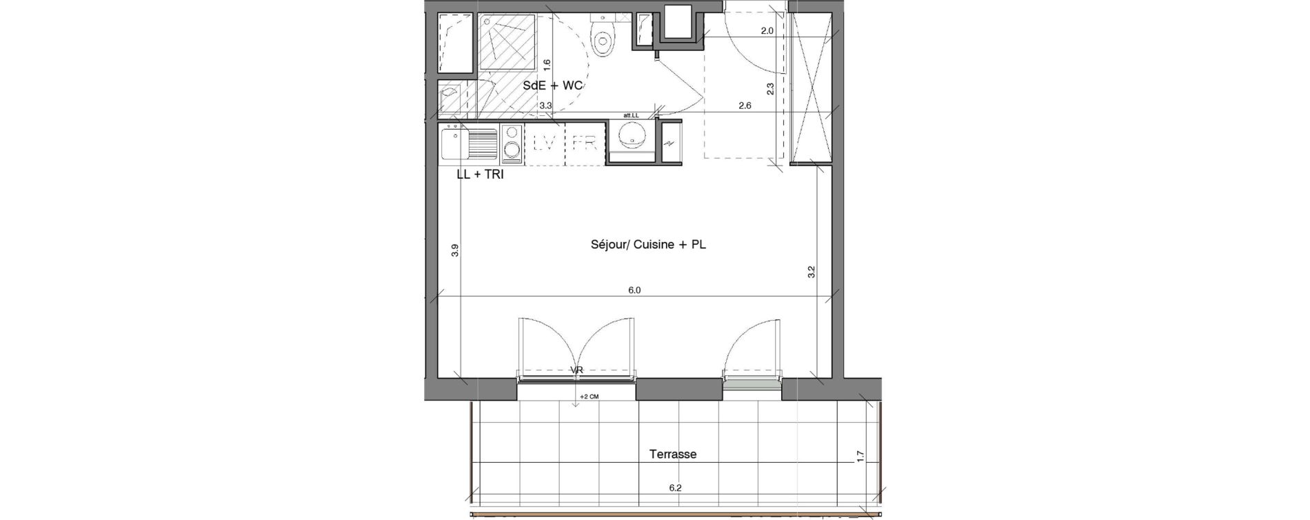 Appartement T1 de 31,39 m2 &agrave; Toulon Saint jean du var