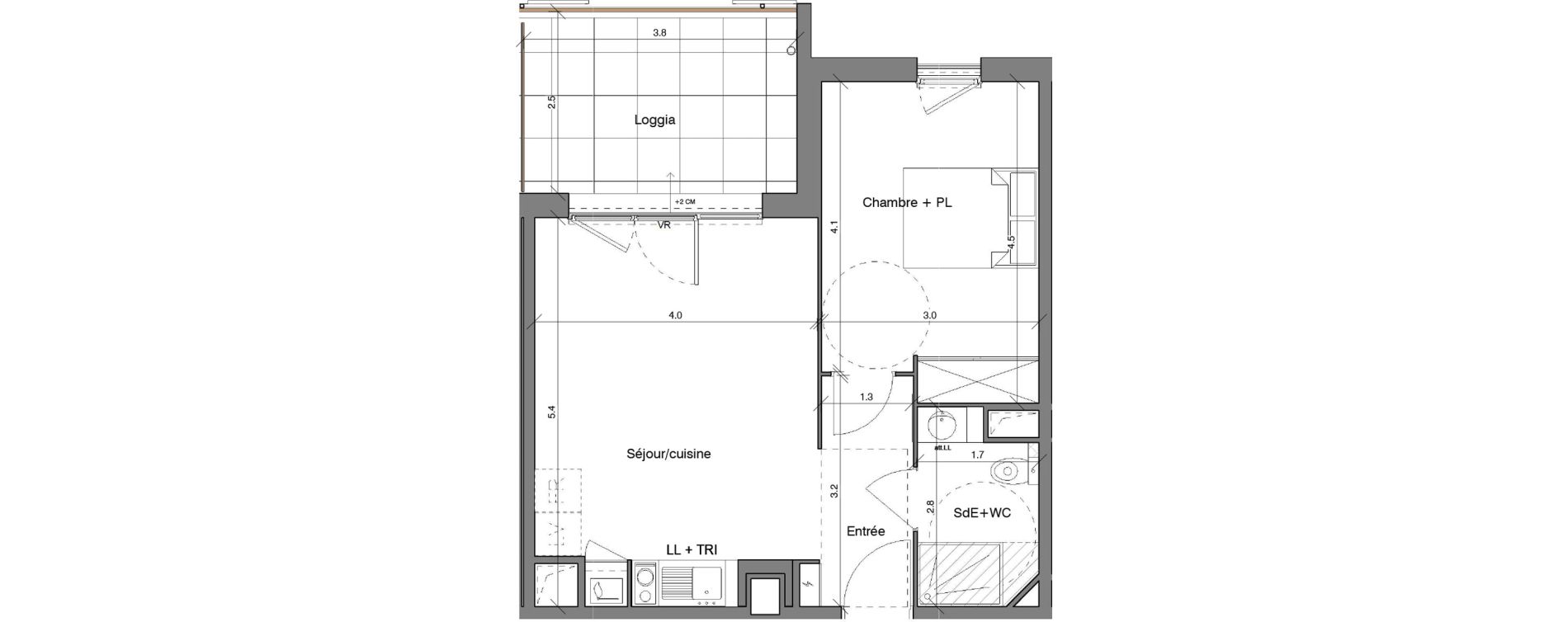 Appartement T2 de 41,78 m2 &agrave; Toulon Saint jean du var