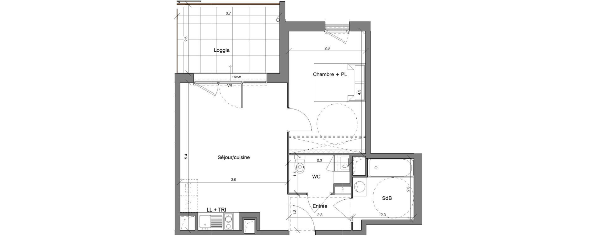 Appartement T2 de 44,26 m2 &agrave; Toulon Saint jean du var