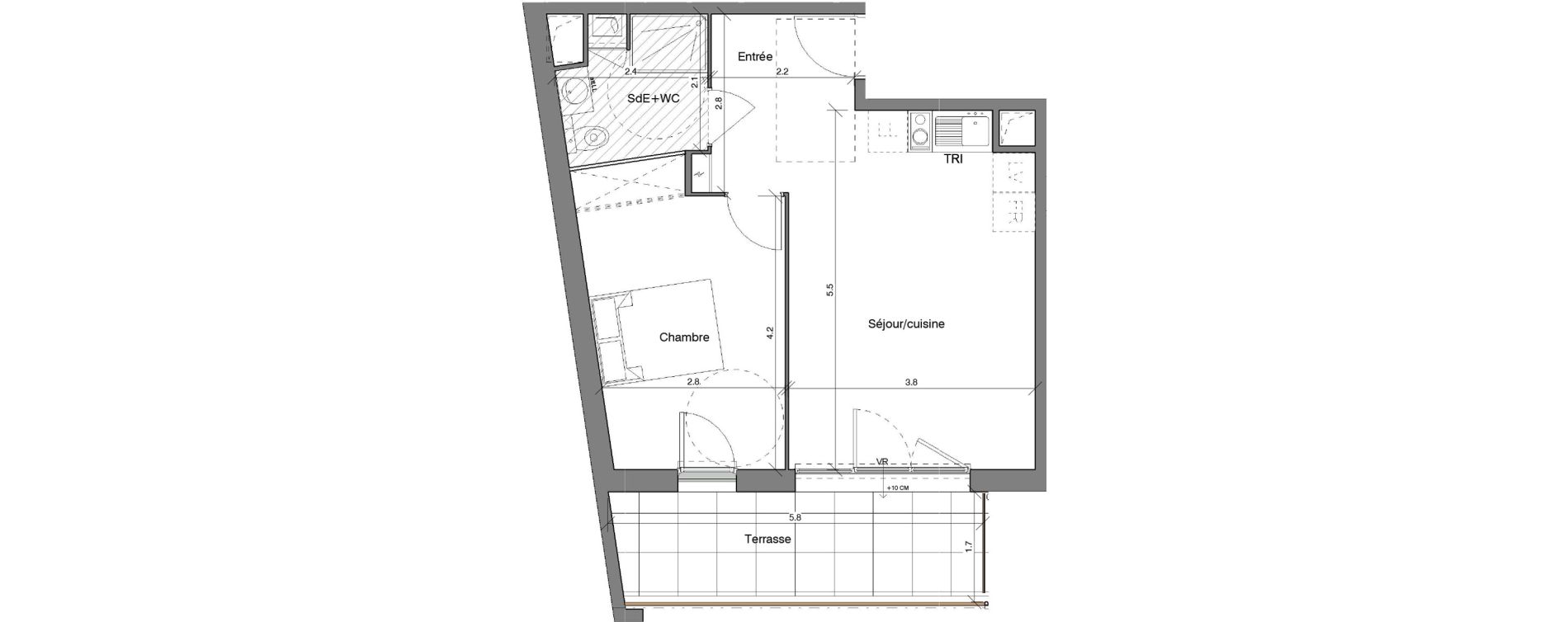 Appartement T2 de 43,43 m2 &agrave; Toulon Saint jean du var