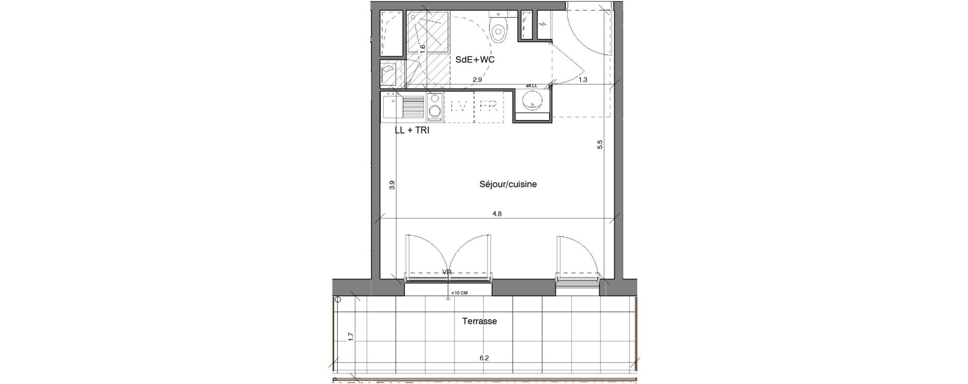 Appartement T1 de 25,54 m2 &agrave; Toulon Saint jean du var