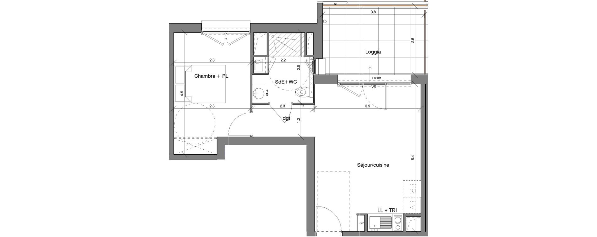 Appartement T2 de 40,43 m2 &agrave; Toulon Saint jean du var