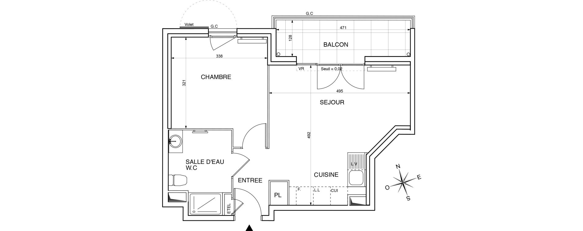 Appartement T2 de 40,60 m2 &agrave; Toulon Le jonquet