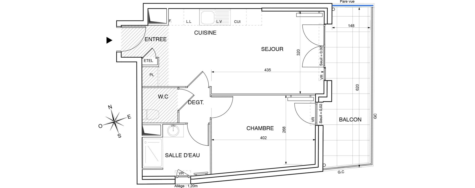 Appartement T2 de 42,20 m2 &agrave; Toulon Le jonquet