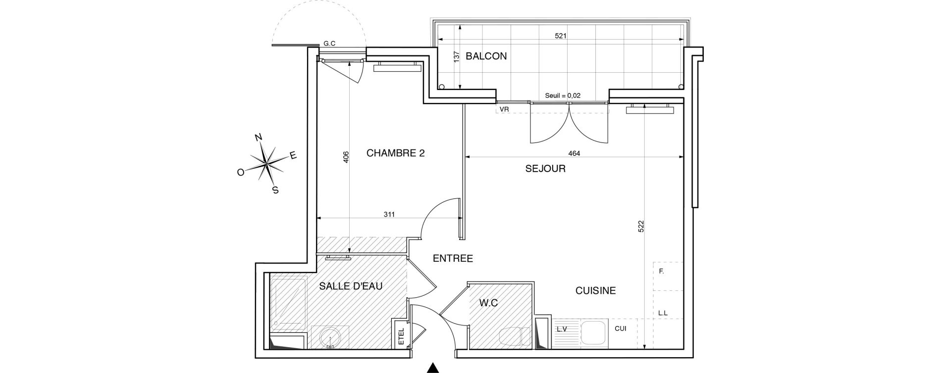 Appartement T2 de 42,89 m2 &agrave; Toulon Le jonquet