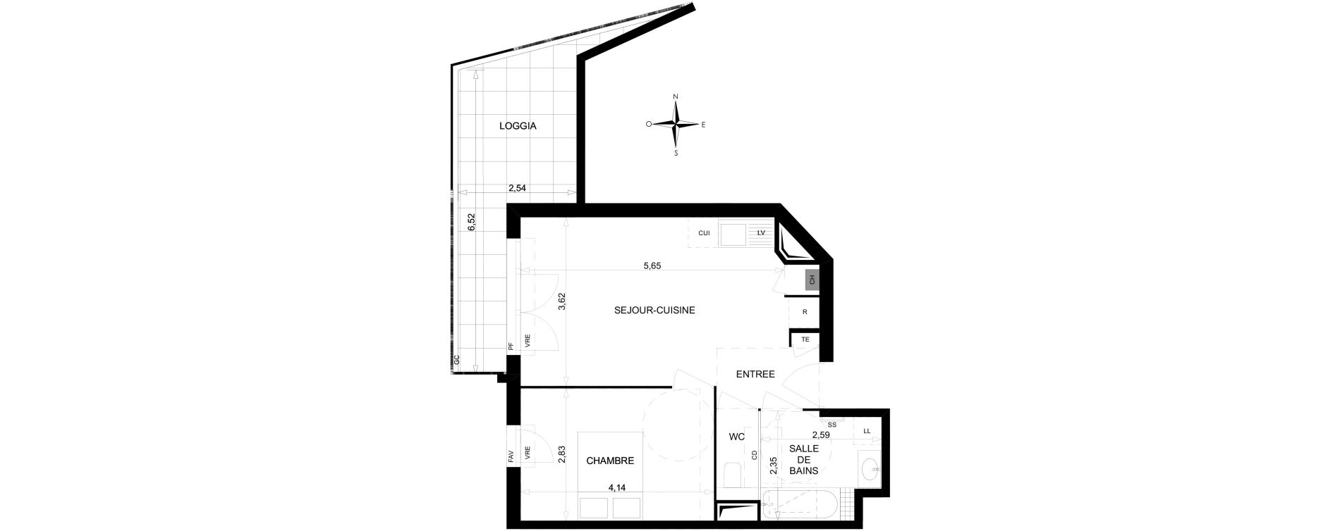 Appartement T2 de 41,71 m2 &agrave; Toulon Saint jean du var