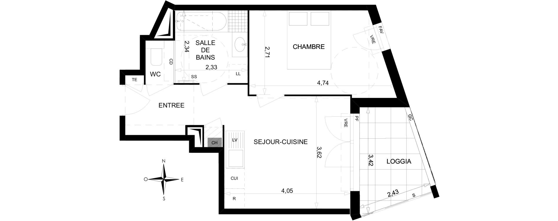 Appartement T2 de 38,33 m2 &agrave; Toulon Saint jean du var