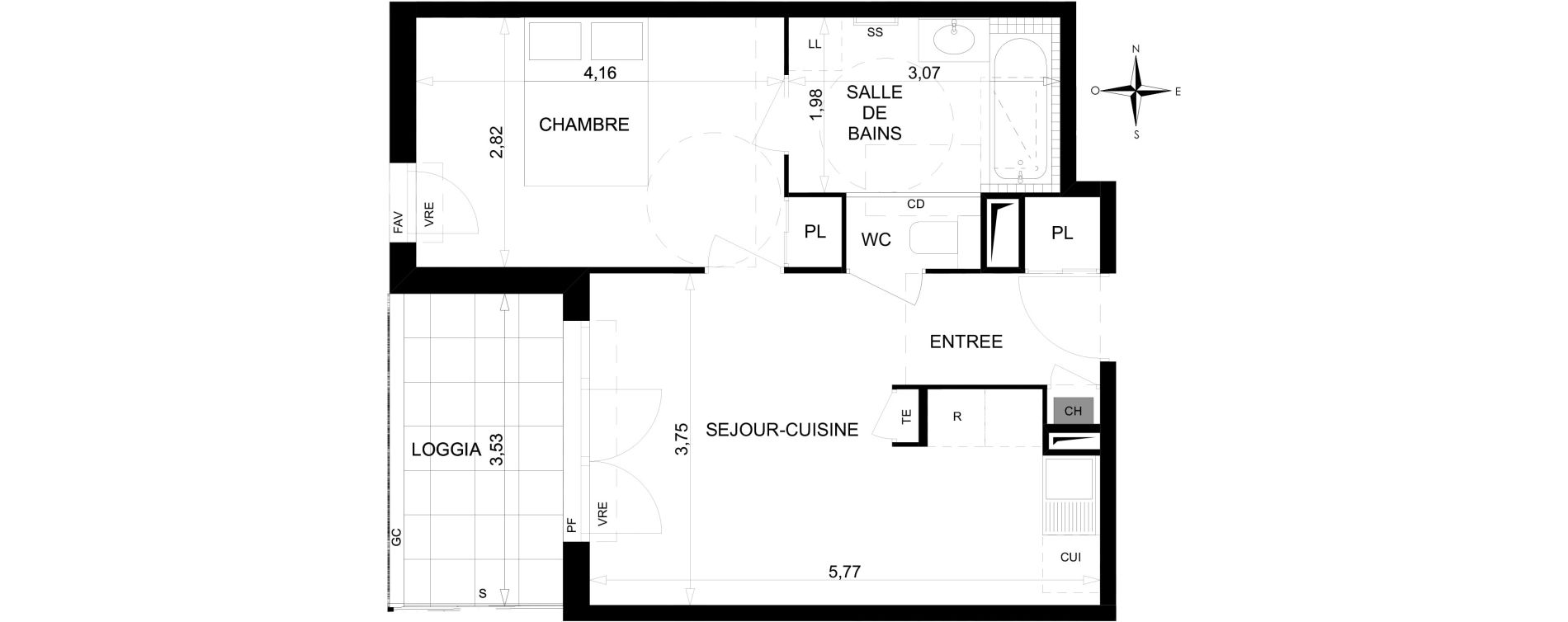 Appartement T2 de 40,89 m2 &agrave; Toulon Saint jean du var