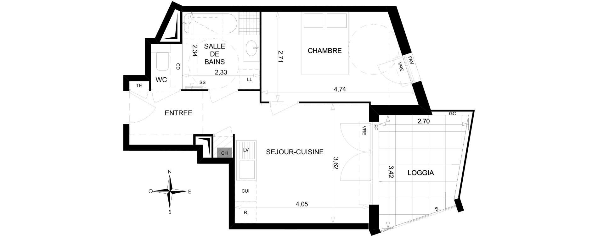 Appartement T2 de 38,33 m2 &agrave; Toulon Saint jean du var