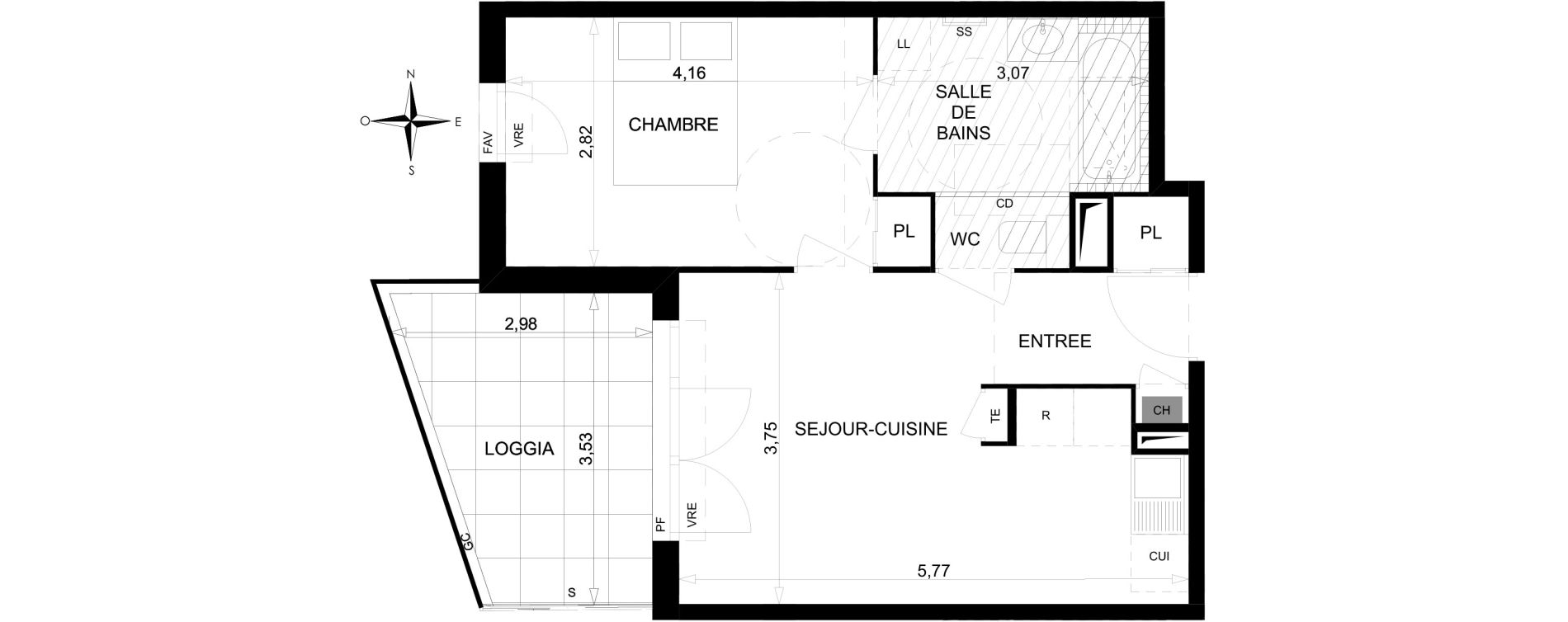 Appartement T2 de 40,89 m2 &agrave; Toulon Saint jean du var