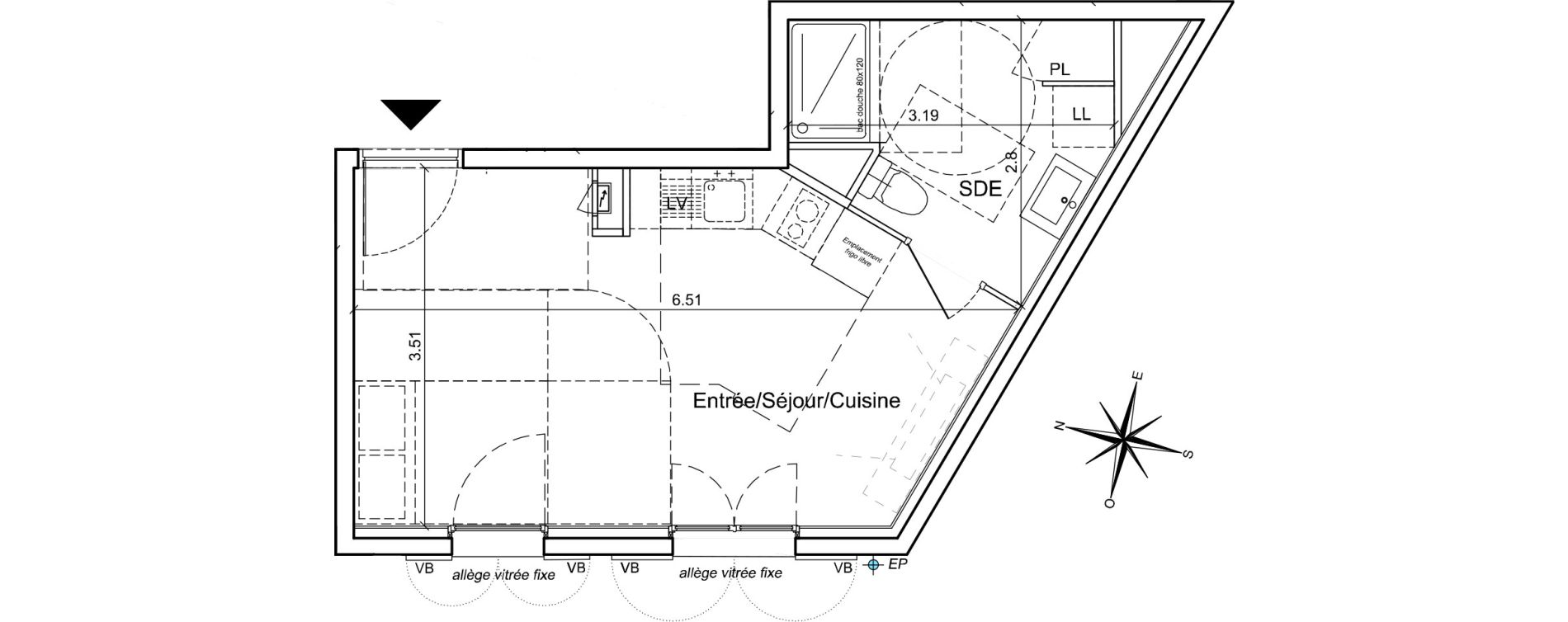 Appartement T1 de 25,92 m2 &agrave; Toulon Haute ville