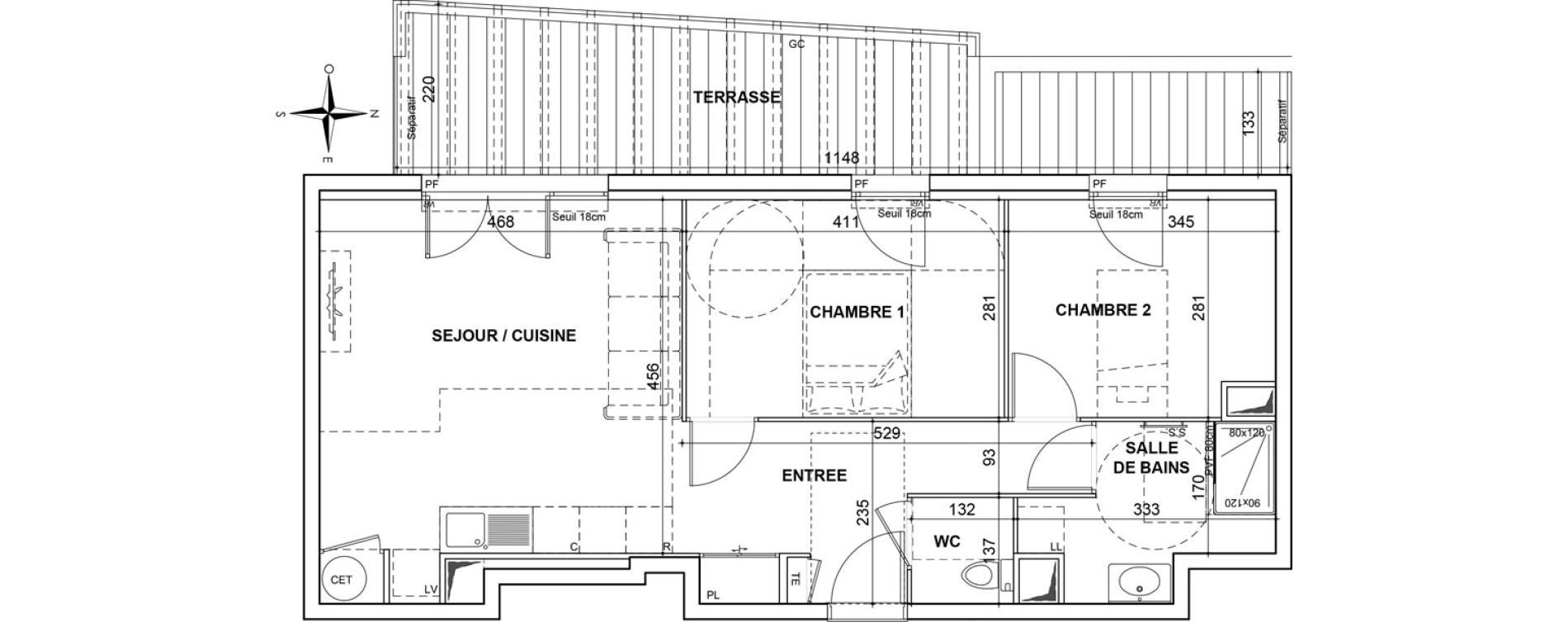 Appartement T3 de 59,21 m2 &agrave; Toulon Saint-roch