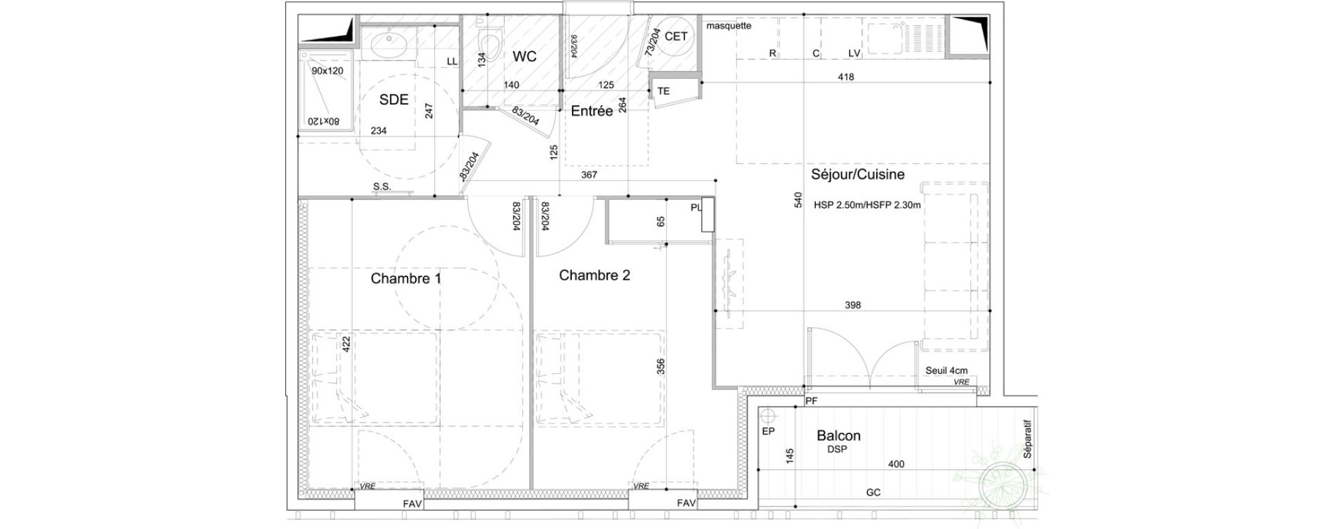 Appartement T3 de 60,72 m2 &agrave; Toulon Saint-roch