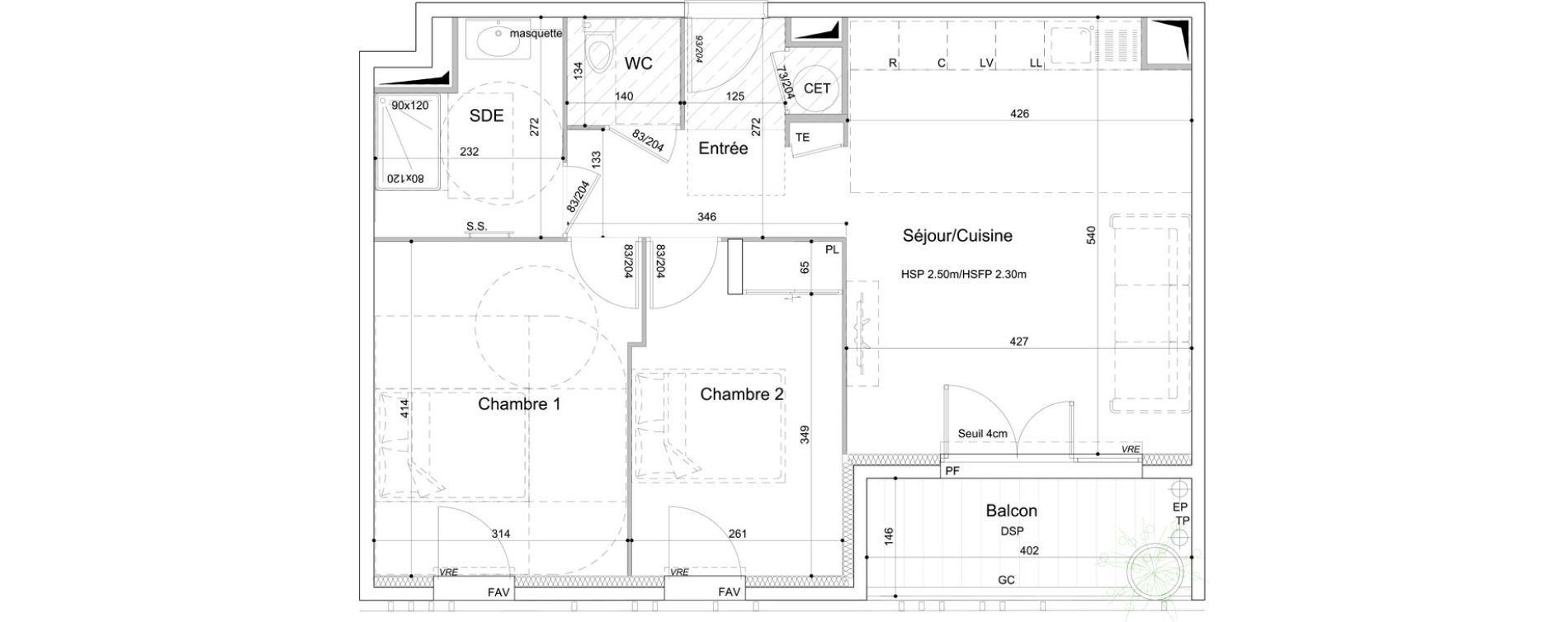 Appartement T3 de 60,36 m2 &agrave; Toulon Saint-roch