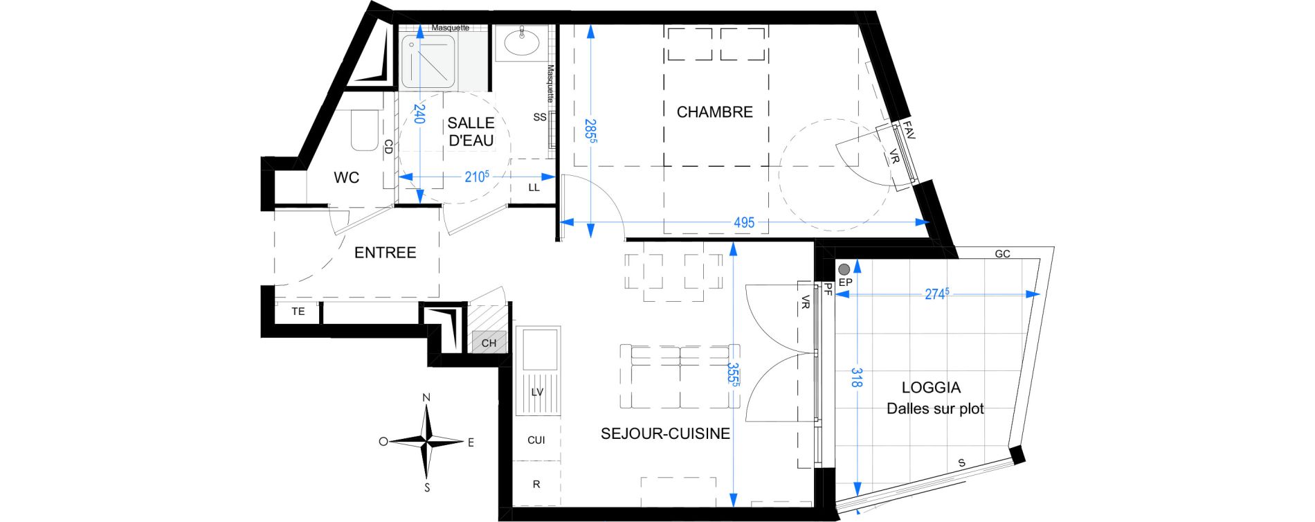 Appartement T2 de 38,88 m2 &agrave; Toulon Saint jean du var
